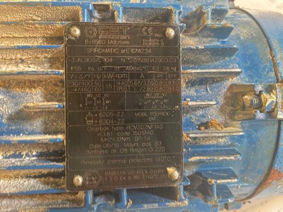 CET Motoren 3∼ IAL90S/L-04 B-8560 Mdorsele Spiromatic art. 674234 (Foto 1 von 8)